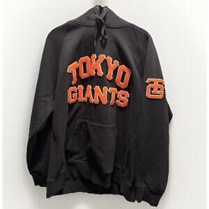 TOKYO GIANTS Ebbets Field Flannels Hoodie Sweatshirt XL Black Chenille Patch